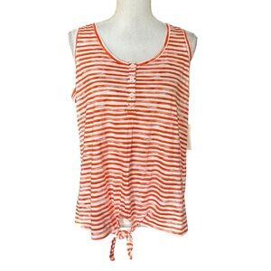 NEW Style & Co Women Henley Tie-Front Tank Top Women SZ Large in Soft Coral